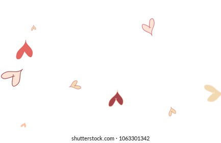 Many Stylish, Modern and Good Looking Pink and Red Hearts on White Background