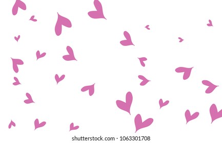 Many Stylish, Modern and Good Looking Violet Hearts on White Background
