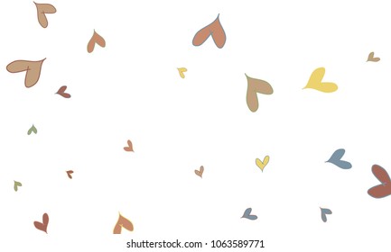 Many Stylish, Modern and Good Looking Yellow, Pink, Blue and Green Hearts on White Background