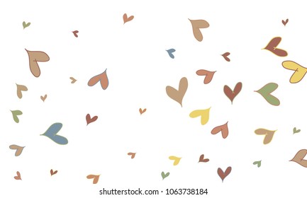 Many Stylish, Modern and Good Looking Yellow, Pink, Blue and Green Hearts on White Background