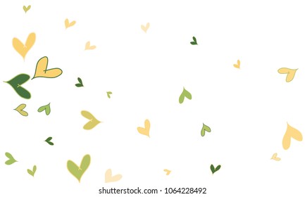 Many Stylish, Modern and Good Looking Green and Yellow Hearts on White Background