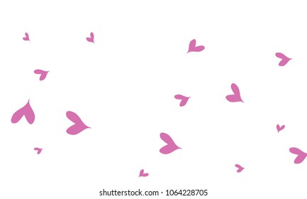 Many Stylish, Modern and Good Looking Violet Hearts on White Background