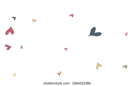 Many Stylish, Modern and Good Looking Yellow, Red and Blue Hearts on White Background