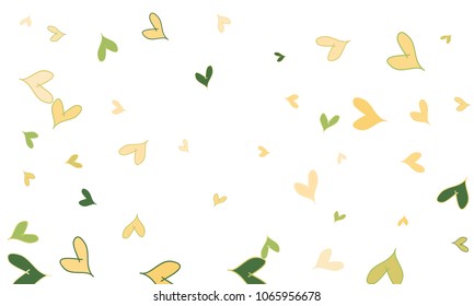 Many Stylish, Modern and Good Looking Green and Yellow Hearts on White Background