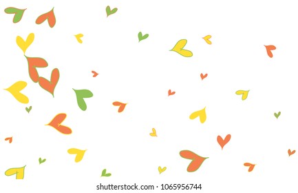 Many Stylish, Modern and Good Looking Red, Yellow and Green Hearts on White Background