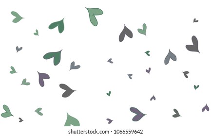 Many Stylish, Modern and Good Looking Dark Green and Blue Hearts on White Background