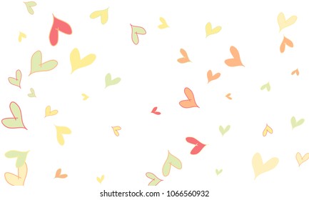 Many Stylish, Modern and Good Looking Pink, Yellow and Green Hearts on White Background