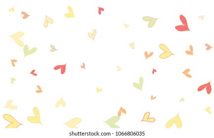 Many Stylish, Modern and Good Looking Pink, Yellow and Green Hearts on White Background