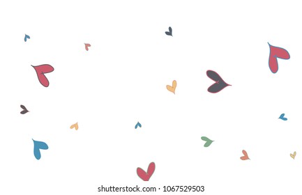 Many Stylish, Modern and Good Looking Yellow, Red and Blue Hearts on White Background