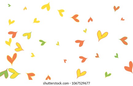Many Stylish, Modern and Good Looking Red, Yellow and Green Hearts on White Background