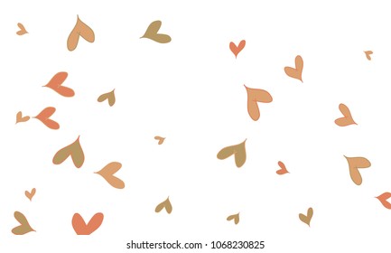 Many Stylish, Modern and Good Looking Brown and Red Hearts on White Background