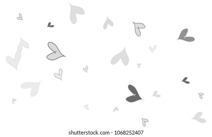 Many Stylish, Modern and Good Looking Grey Hearts on White Background