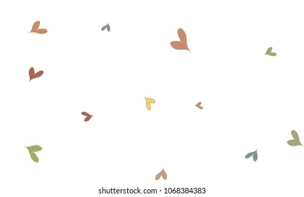 Many Stylish, Modern and Good Looking Yellow, Pink, Blue and Green Hearts on White Background