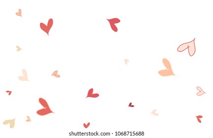 Many Stylish, Modern and Good Looking Pink and Red Hearts on White Background