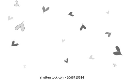 Many Stylish, Modern and Good Looking Grey Hearts on White Background