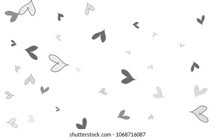 Many Stylish, Modern and Good Looking Grey Hearts on White Background