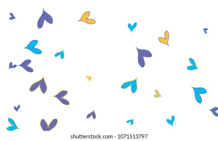 Many Stylish, Modern and Good Looking Blue and Yellow Hearts on White Background