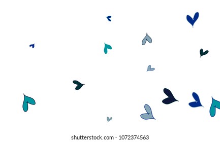 Many Stylish, Modern and Good Looking Blue Hearts on White Background
