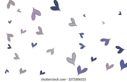 Many Stylish, Modern and Good Looking Blue and Violet Hearts on White Background