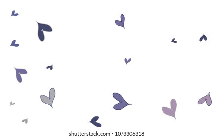 Many Stylish, Modern and Good Looking Blue and Violet Hearts on White Background