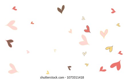 Many Stylish, Modern and Good Looking Pink, Grey, Yellow and Red Hearts on White Background