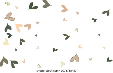 Many Stylish, Modern and Good Looking Brown, Pink and Yellow Hearts on White Background