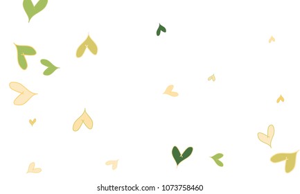 Many Stylish, Modern and Good Looking Green and Yellow Hearts on White Background