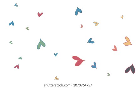 Many Stylish, Modern and Good Looking Yellow, Red and Blue Hearts on White Background