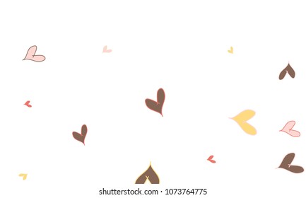 Many Stylish, Modern and Good Looking Pink, Grey, Yellow and Red Hearts on White Background
