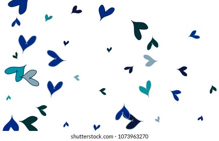 Many Stylish, Modern and Good Looking Blue Hearts on White Background