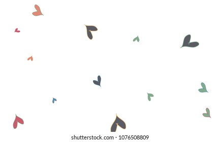 Many Stylish, Modern and Good Looking Yellow, Red and Blue Hearts on White Background