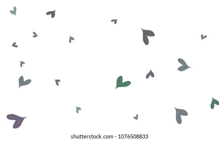 Many Stylish, Modern and Good Looking Dark Green and Blue Hearts on White Background