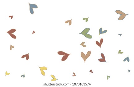 Many Stylish, Modern and Good Looking Yellow, Pink, Blue and Green Hearts on White Background