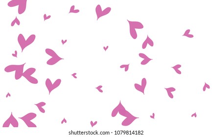 Many Stylish, Modern and Good Looking Violet Hearts on White Background