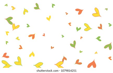 Many Stylish, Modern and Good Looking Red, Yellow and Green Hearts on White Background