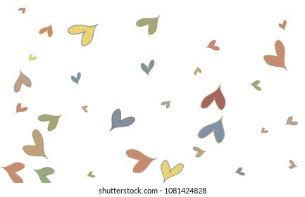 Many Stylish, Modern and Good Looking Yellow, Pink, Blue and Green Hearts on White Background