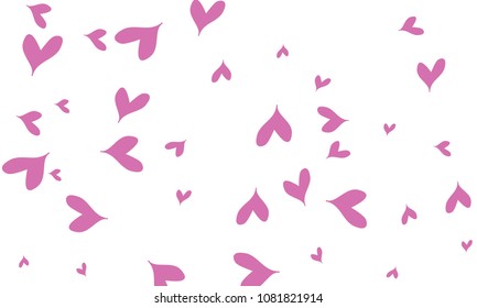 Many Stylish, Modern and Good Looking Violet Hearts on White Background