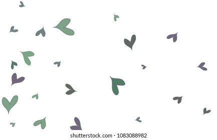 Many Stylish, Modern and Good Looking Dark Green and Blue Hearts on White Background