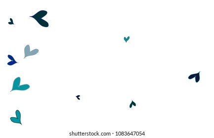 Many Stylish, Modern and Good Looking Blue Hearts on White Background