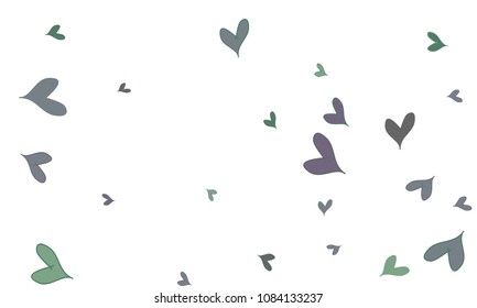 Many Stylish, Modern and Good Looking Dark Green and Blue Hearts on White Background