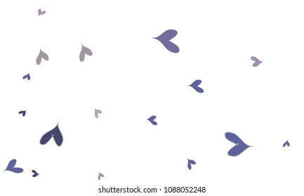 Many Stylish, Modern and Good Looking Blue and Violet Hearts on White Background