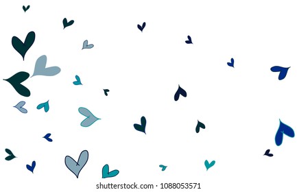 Many Stylish, Modern and Good Looking Blue Hearts on White Background