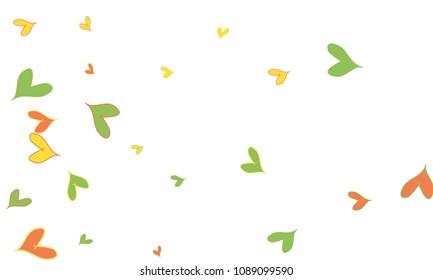 Many Stylish, Modern and Good Looking Red, Yellow and Green Hearts on White Background