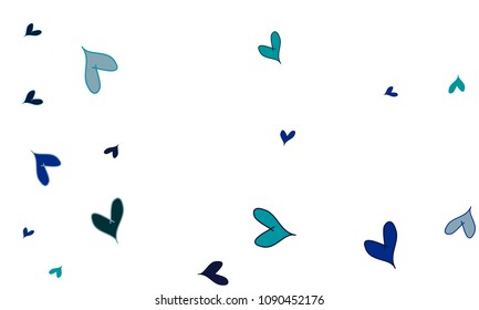 Many Stylish, Modern and Good Looking Blue Hearts on White Background