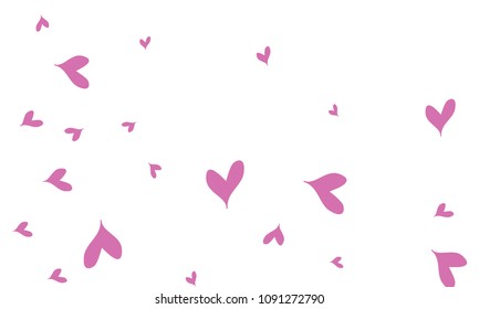 Many Stylish, Modern and Good Looking Violet Hearts on White Background