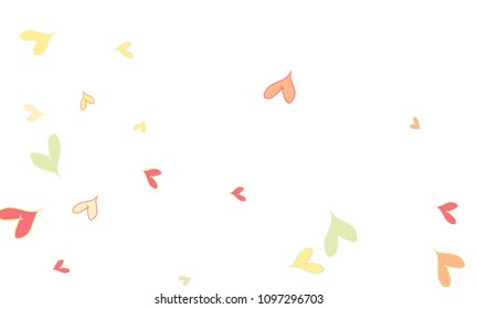 Many Stylish, Modern and Good Looking Pink, Yellow and Green Hearts on White Background