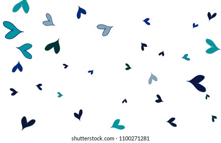 Many Stylish, Modern and Good Looking Blue Hearts on White Background