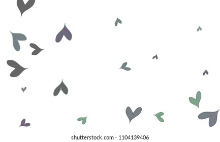 Many Stylish, Modern and Good Looking Dark Green and Blue Hearts on White Background