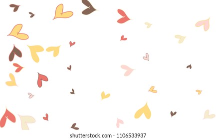 Many Stylish, Modern and Good Looking Pink, Grey, Yellow and Red Hearts on White Background