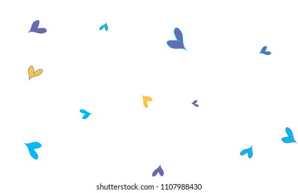 Many Stylish, Modern and Good Looking Blue and Yellow Hearts on White Background